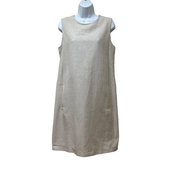 'S MAX MARA Alda Striped Cotton Silk Button Back Dress Size‎ US 8 - Picture 2 of 14